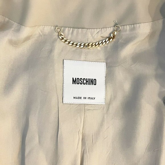 Moschino Couture Double Breasted Pleated Collar Trench Coat Nude Sz 8 US - Picture 6 of 6